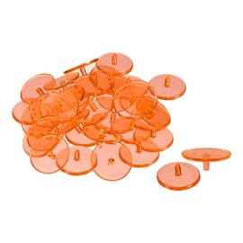 PATIKIL 50pcs Golf Ball Markers 24mm Round Clear Flat Position Mark Play Smoothing Tool Golf Sports Accessories Orange