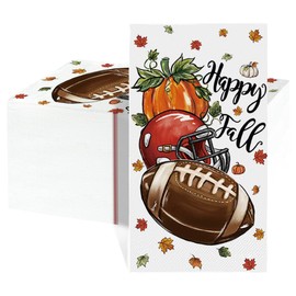 50Pcs Fall Paper Napkins, American Football Pumpkin