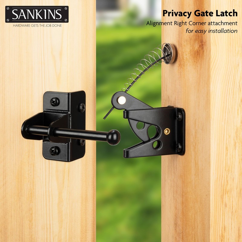 SANKINS Self-Locking Gate Latch with Spring Cable Pull for Wooden