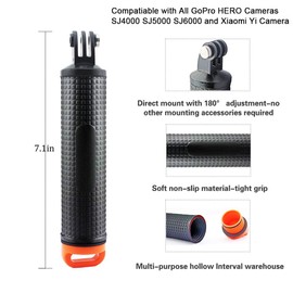 Harwerrel Waterproof Floating Hand Grip for GoPro Hero Session Black Silver Hero 10 9 8 7 6 5 4 3 3+ 2 1 SJ4000 SJ5000 Action Cameras with Camera Float Strap