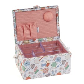 Hobby Gift Medium Sewing Storage Box, Wood/Fabric, Happydashery