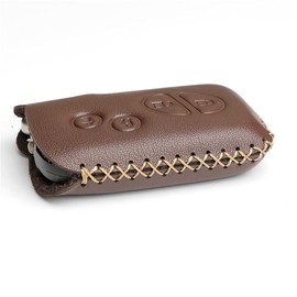 WFMJ Leather for Lexus RX350 ES350 IS250 GX460 LX570 Remote Smart 4 Buttons Key Case Holder Cover Fob Chain (Brown)