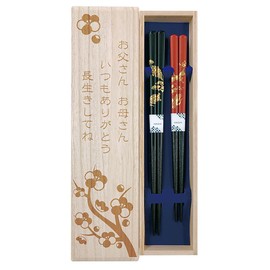 80 Couples Chopsticks, Algae Turtle, Tsuru no Mai, Black, Red, Dishwasher Safe, Design, Includes Paulownia Box, Wrapping, Mother's Day, Father's Day, Good Married Couples Day, Parents, Dad, Dad, Mom,