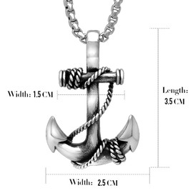 Feilok Stainless Steel Anchor Chain, Nautical Pendant Chain, Polished Pirates of the Caribbean Sailing Necklace for Men, Stainless Steel