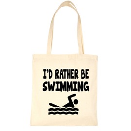 Print4U I'd Rather Be Swimming Swimmer Shopping Tote Bag Ladies Gift Natural