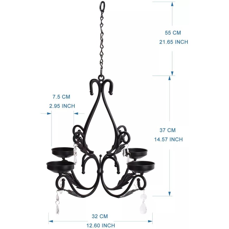 GiveU 3 in 1 Lighting Chandelier with 4pcs Battery Operated