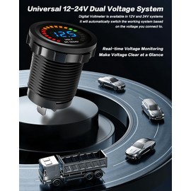 IZTOSS Digital Voltmeter 12V 24V Battery Voltage Meter with Low Voltage Beep Alarm Waterproof Design and Colorful LED Digital Display for Boat, Car, Motorcycle, Truck, RV Accurate Voltage Monitoring