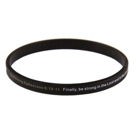 Godstrong 8130002 Set of 3 Ephesians 6:10-11 Armor of God Thin Silicone Bracelet Band