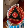 2 Year AA Medallion Metallic RedBlack Tri-Plate Sobriety Chip