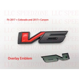 GMC 1PC Matte Black Red Rear Tailgate V6 Emblems Badge Fit For 2017+ Canyon Colorado