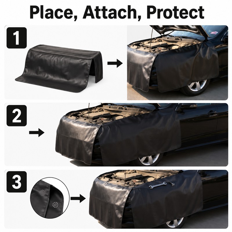 Universal Magnetic Car Fender Cover – Foldable Protective Work Mat