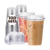 20 oz Clear Plastic Cups with Strawless-Sip-Lids, 100 Sets Disposable
