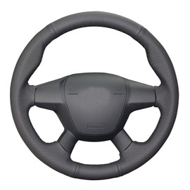 Eiseng DIY Sew Steering Wheel Cover fit for Ford Focus 2012 2013 2014 2015 2016 2017 / For Ford Escape SUV 2013-2016 / for Ford C-Max 15 inches Interior Accessories Genuine Leather (Black Thread)