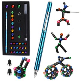 WQWQUU Fidget Pen,Magnetic Pen， Decompression Magnetic Toy Pen，Magnet Pen Fidget Toy Relieve Pressure Novel Toy Gift for Kids or Friends! (Big Colored Bead Blue)