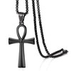 Ankh Cross Pendant Necklace for Womens Mens Gold Black Silver