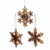 Kurt Adler Wooden Brown Snowflake Ornament Set of 3