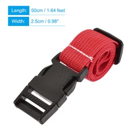 sourcing map Utility Strap with Buckle 1x20 Inch Polyester Quick Release Adjustable Belt for Travel Outdoor Bag Luggage Packing (Red)