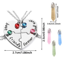 AYNKH 4 Piece Engraved Puzzle Friendship Necklace, Best Friends Forever and Ever, Embroidery Heart Shape Letter Pendant Crystals Jewellery Set for Christmas Birthday Gift, Crystal, Crystal