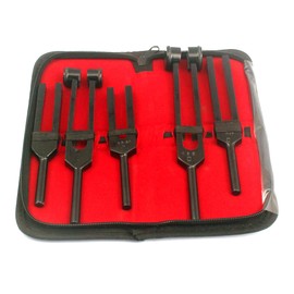 LAJA Imports Tuning Fork Set of 5 (C128, C256, C512, C1024 & C2048) Free Zipper Case Included Ideal for Nursing, Medic and Music Students Black Color
