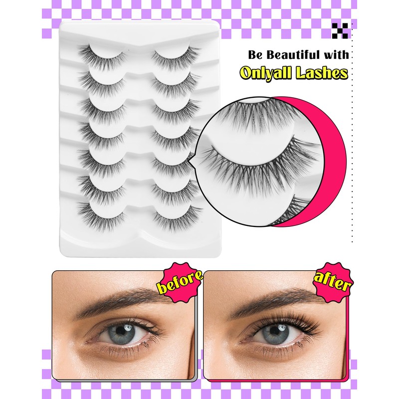 Onlyall Natural Lashes Wispy Lashes Natural Look False Eyelashes Natural