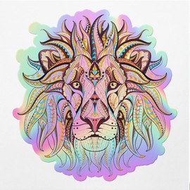 Holographic Decal Stickers of Ethnic Lion Premium Waterproof Vinyl Decal Stickers for Laptop Phone Accessory Helmet Car Window Mug Tuber Cup Door Wall Decoration NVCVER3g20730HO