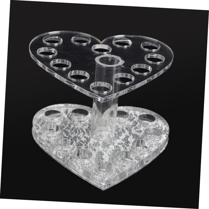 MERRYHAPY Acrylic Lip Liner Stand Makeup Brush Holder 2pcs Heart