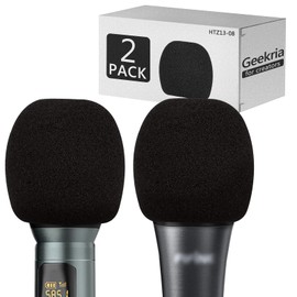 Geekria for Creators Foam Windscreen Compatible with FIFINE K6, K8, K025, K036, DJ-K036A, K040 Microphone Antipop Foam Cover, Mic Wind Cover, Sponge Foam Filter (Black / 2 Pack)