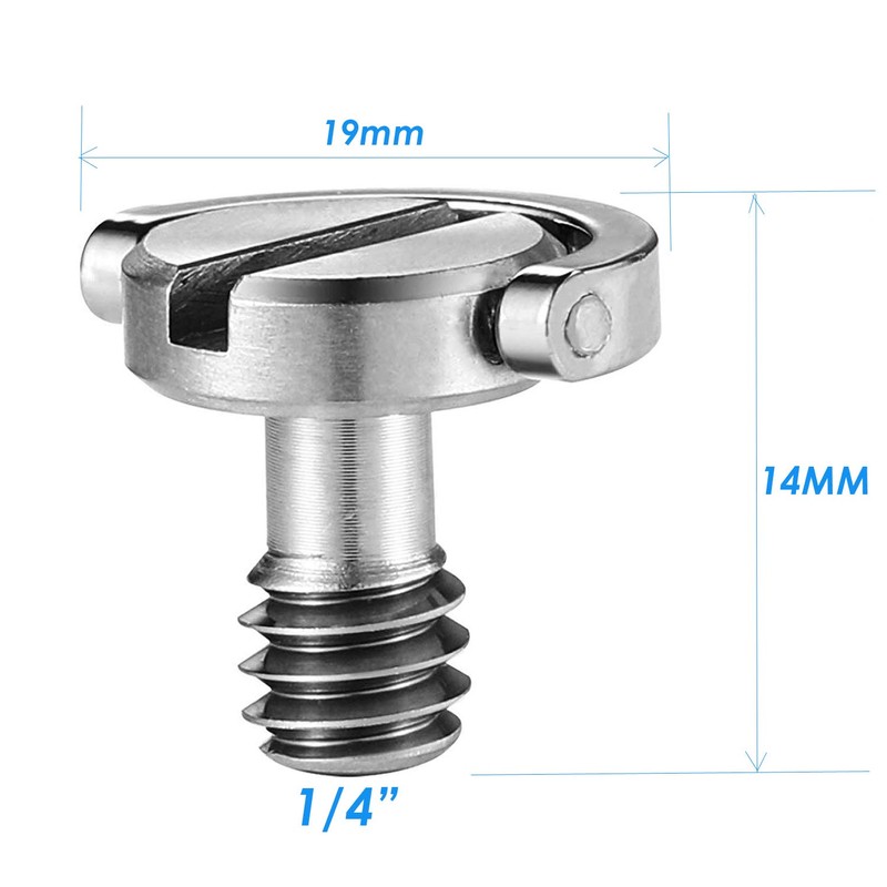 (5 Packs) Stainless Steel D Shaft D-Ring 1/4" Tripod Screw,