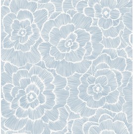 A-Street Prints 2969-26039 Periwinkle Textured Floral Wallpaper, Blue