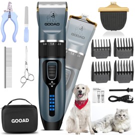 Gooad Dog Clippers Grooming Kit and Paw Trimmer,Cordless,Low Noise, Electric Quiet,Rechargeable, Dog Trimmer Grooming, Pet Hair Clippers for Thick Coats,Shaver for Small and Large Dogs Cats(Blue)