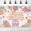 Groovy Happy Birthday Backdrop Retro Hippie Birthday Backdrop Daisy Boho