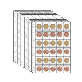 30-Pocket Coin Collection Pages, Coin Collection Supplies Standard 9-Hole Binder Compatible Coin Binder 3.5x3.5cm Pocket Size Coin and Stamp Collecting Supplies (30Pocket,3.5x3.5cm,15 Sheet)