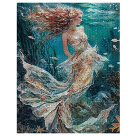 Tucocoo 1000 Piece Jigsaw Puzzles for Adults Mermaid Girl Painting Jigsaw Puzzle Underwater Sea Art 1000 Pieces Puzzles for Challenging Family Activity Game Beautiful DIY Puzzle Wall Decor Gifts