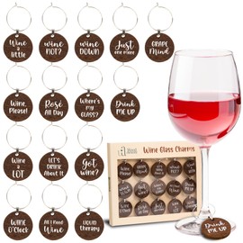 WOODAMORE Funny Wine Glass Charms - 15 Pcs Wine Charms For Stem Glasses Tags, Drink Glass Identifiers Drink Markers For Party Decorations
