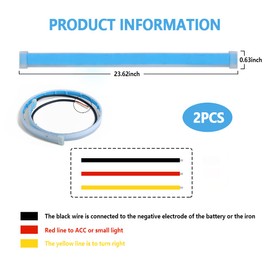 2PCS White-Amber Streamers LED Light Strip for Car Head Light Day Running Light/Turn Signal Bulbs,Cuttable&Waterproof,Universal 12V Exterior Car LED Light Truck SUV Car Decorations