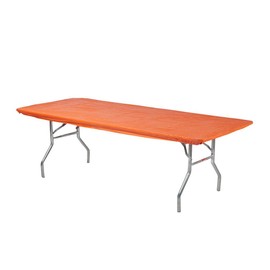 Kwik Covers 8' Rectangle Plastic Table Covers 30" x 96", Bundle of 5 (Orange)