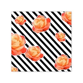 Flowers Stripe Rose Retro Framed Canvas Artwork Shelf Décor Housewarming Gift for House Room 12x12 Inch