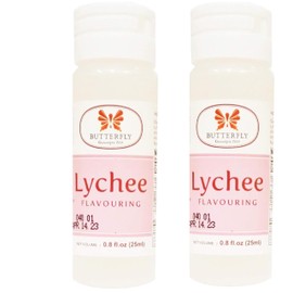 Lychee Flavor Extract by Butterfly - 2 Pack (25 ml each) plus Bonus wooden condiment spoon