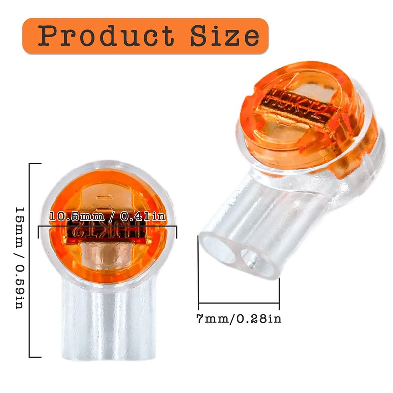 ciciment Button Cable UY2 Orange Clear Waterproof Crimp Butt Splice