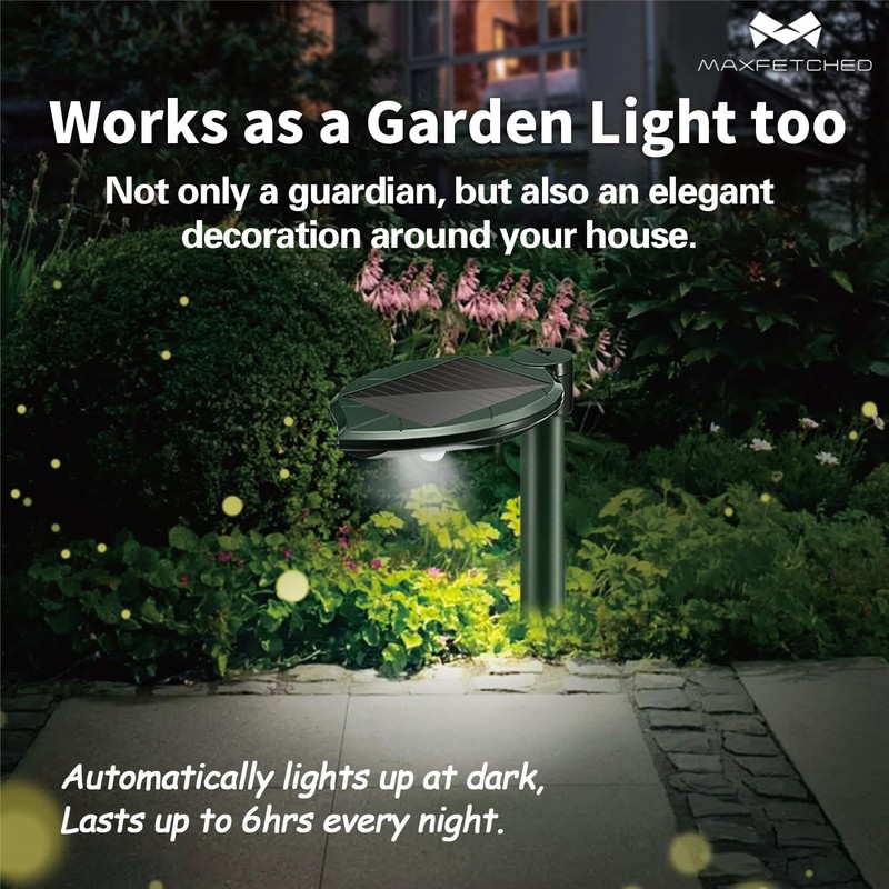 Solar Snake Repellent Ultrasonic Outdoor with LED Light, Sonic Mole