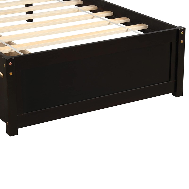 Harper & Bright Designs Twin Bed Frame with Drawers, Espresso,