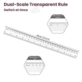 ZUFECY 15 Packs Flexible Ruler Transparent Ruler, Clear See Through Measuring Tool, Inches and Metric Scale Study Tool
