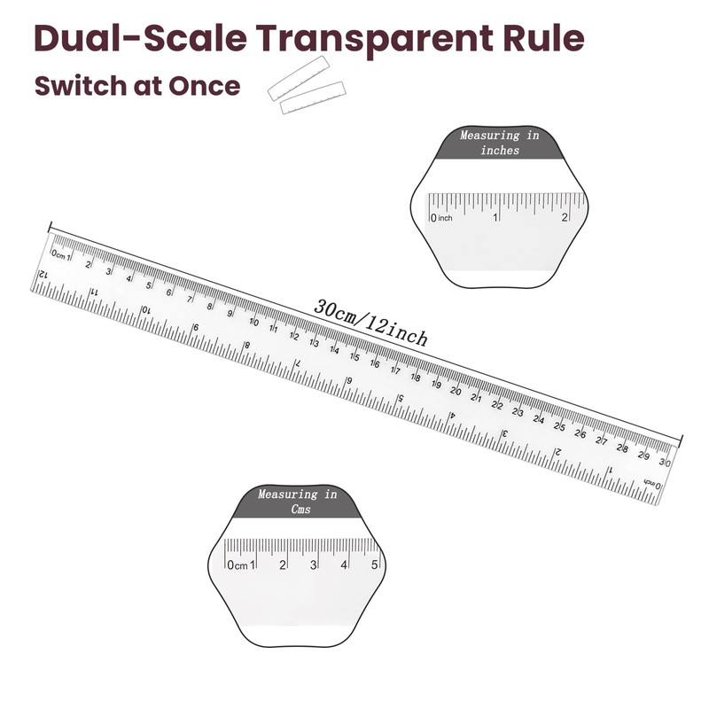 ZUFECY 15 Packs Flexible Ruler Transparent Ruler, Clear See Through