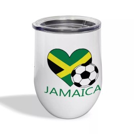 Unbranded Wine Cup with Lid 12 Ounces Love Soccer Heart Jamaica Style 2 Wine Tumbler Glass