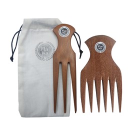 Plai Na Comb for African Hair - Wooden Comb Afro Pick Set for Women – Wide Teeth Pick, Prong Braiding/Parting 3 Tooth Comb for Braiding Handmade