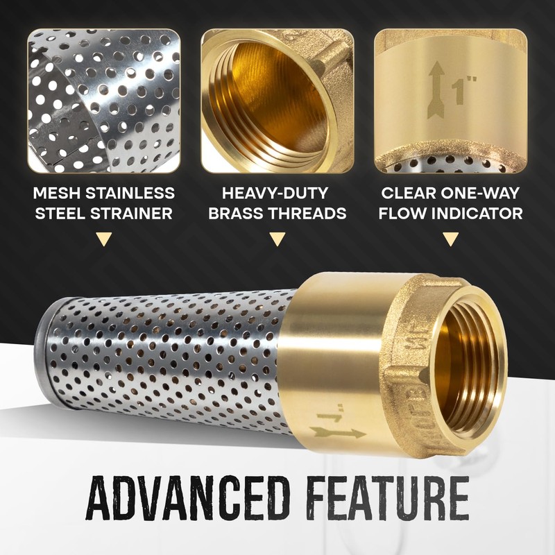 1 Inch Foot Valve No-Lead Brass Heavy Duty Backflow Preventer