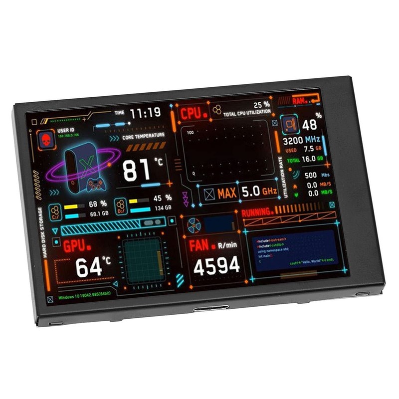 ASHATA 3.5 Inch IPS USB Mini Screen, Computer Temperature Monitor,