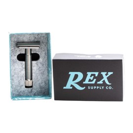 Rex Supply Co. Sentry Slant Three-Piece Stainless Steel Double-Edge | Premium Slant Safety Razor for Close, Comfortable Shave | Durable 316L Stainless Steel Wet Shaving Tool for Men