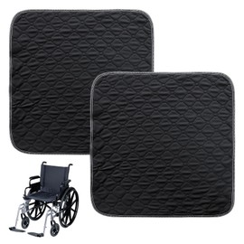 Pack of 2 Washable Incontinence Chair Pads: 50 x 50 cm Waterproof Incontinence Seat Cushion, Non-Slip Incontinence Pad for Armchairs, Deck Chairs, Car Seats, Sofa, Black