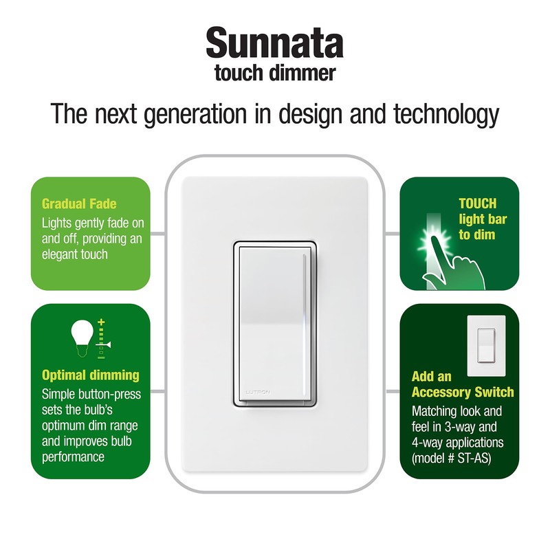 Lutron Sunnata Touch Dimmer Switch with LED+ Advanced Technology |